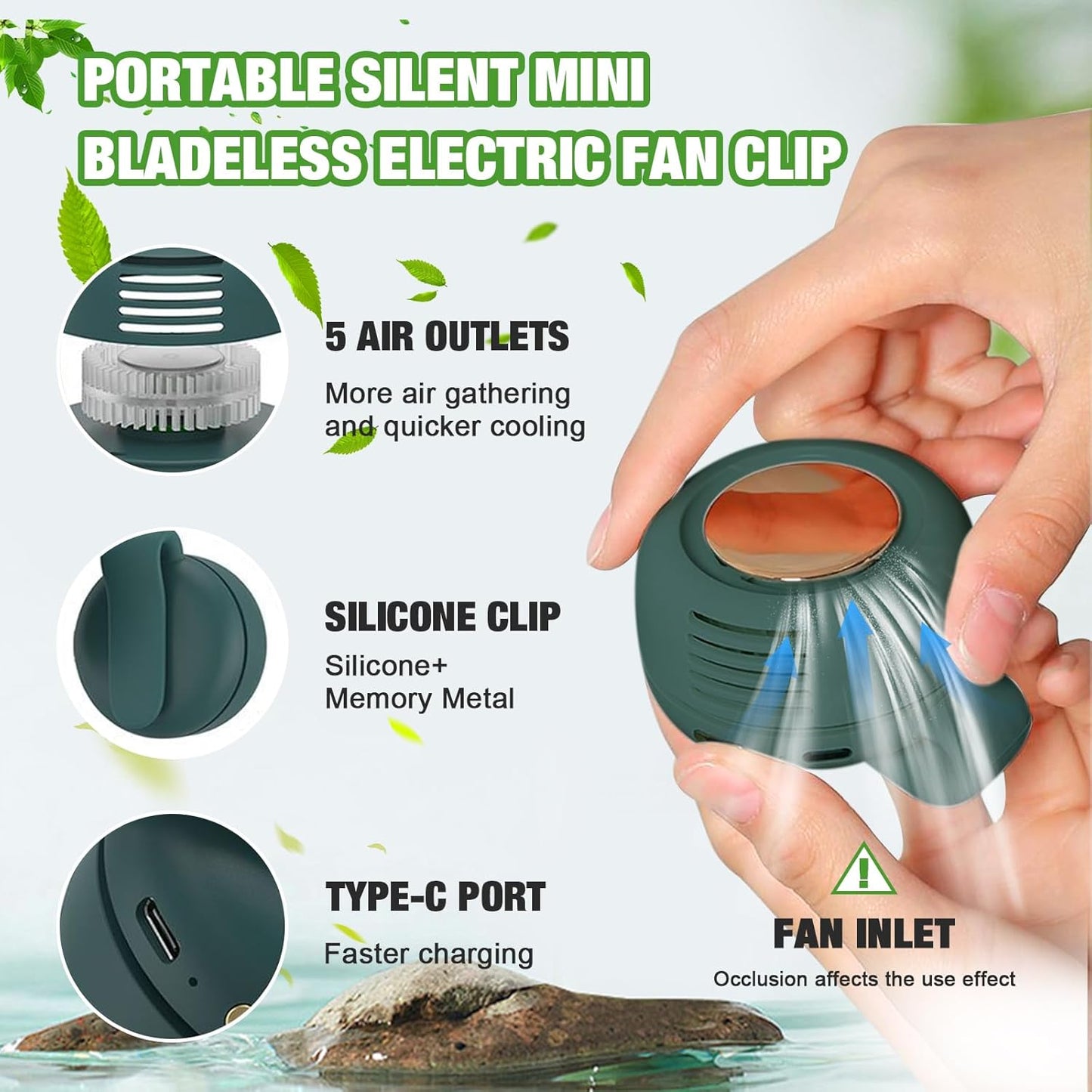 Mini Ventilador Portátil De Clip Sin Aspas - Recargable USB