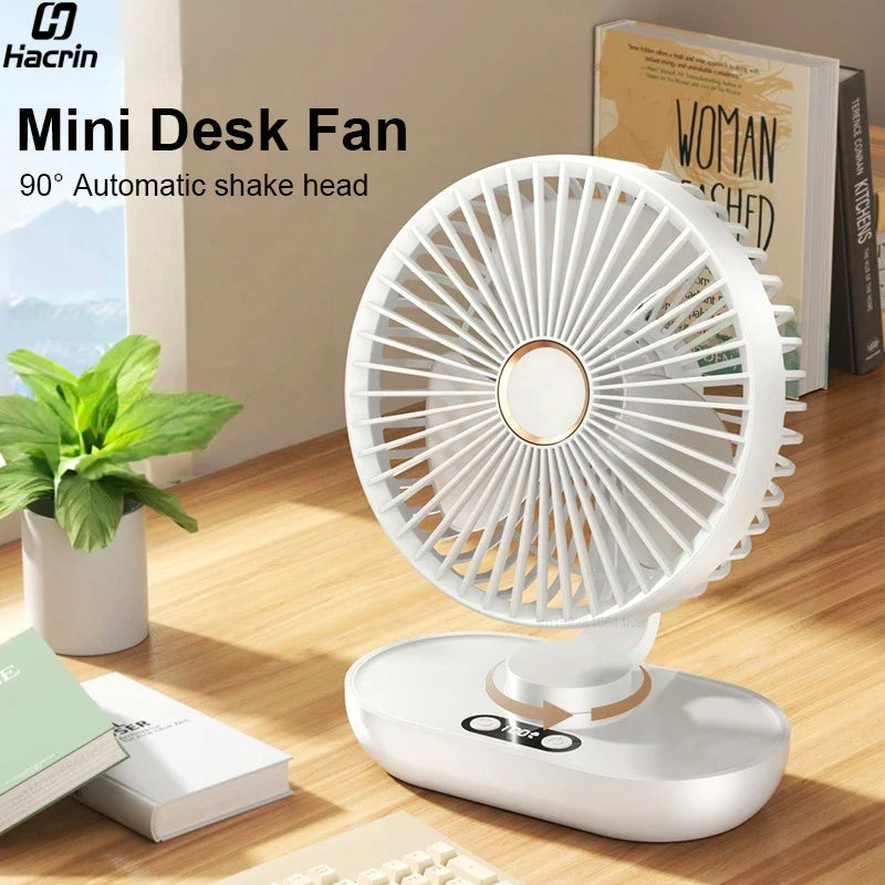 Mini Ventilador De Escritorio USB Con Pantalla Digital