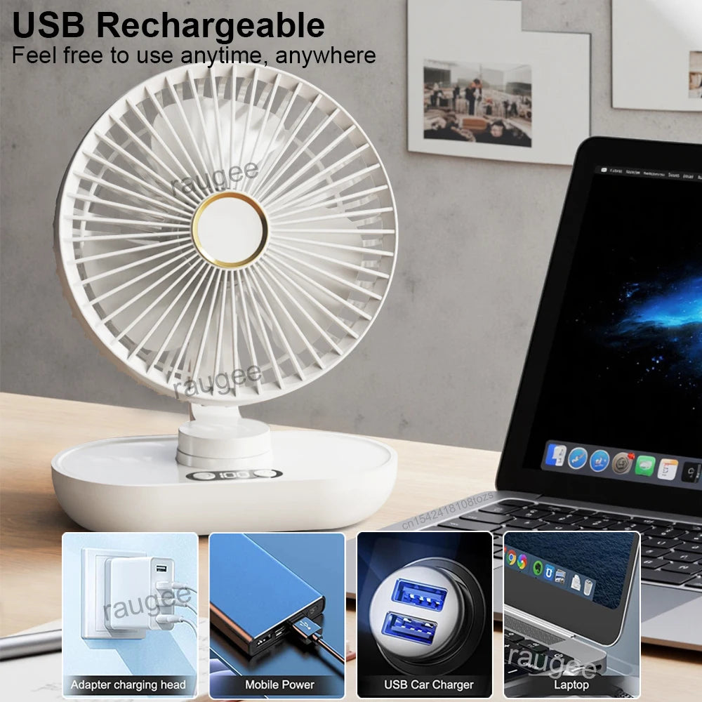Mini Ventilador De Escritorio USB Con Pantalla Digital