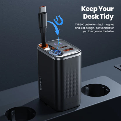 Cargador Gan 67W USB-C Con Cable Retráctil - Carga Rápida Universal