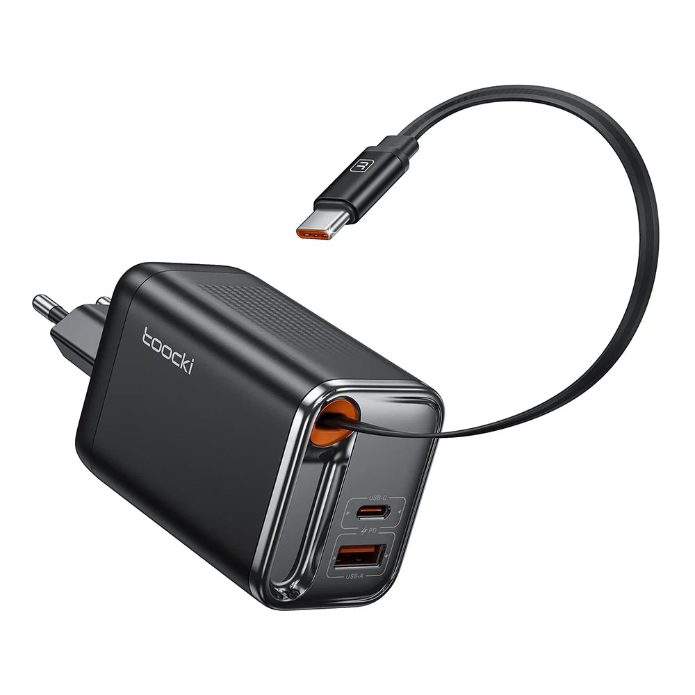 Cargador Gan 67W USB-C Con Cable Retráctil - Carga Rápida Universal