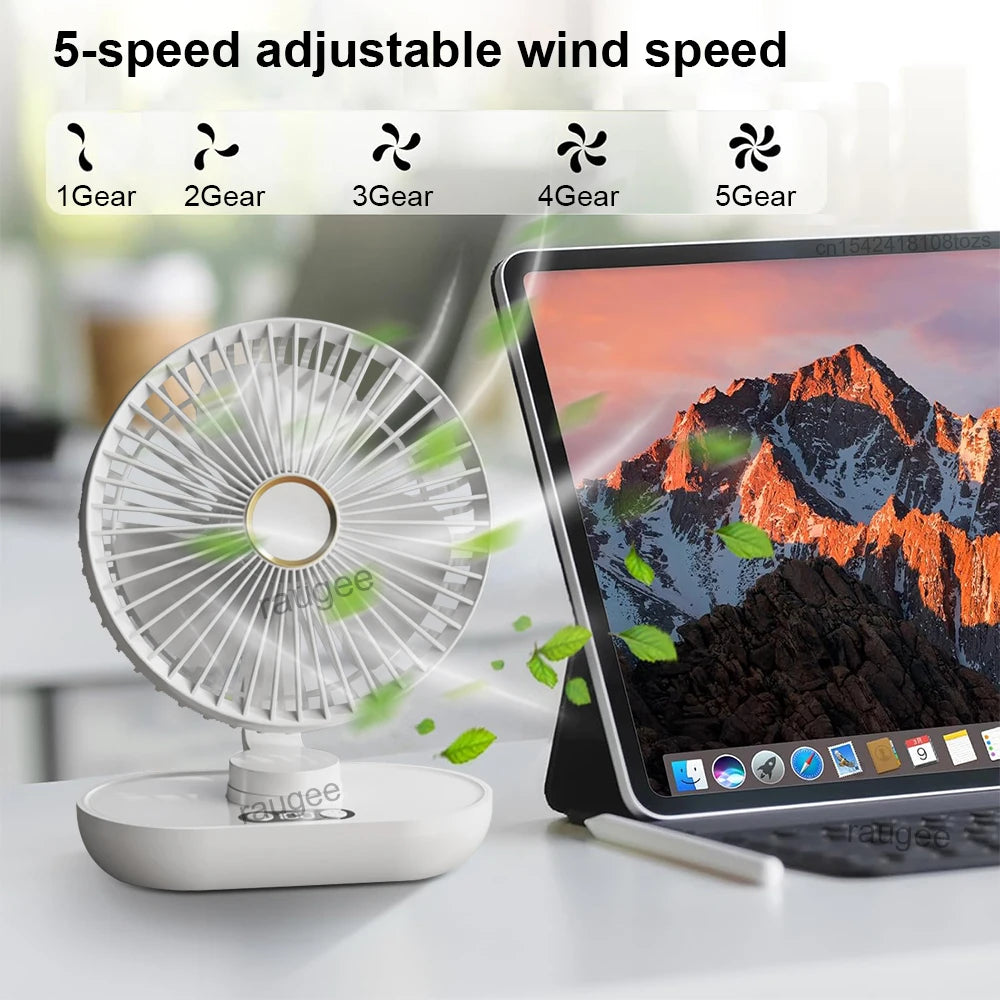 Mini Ventilador De Escritorio USB Con Pantalla Digital